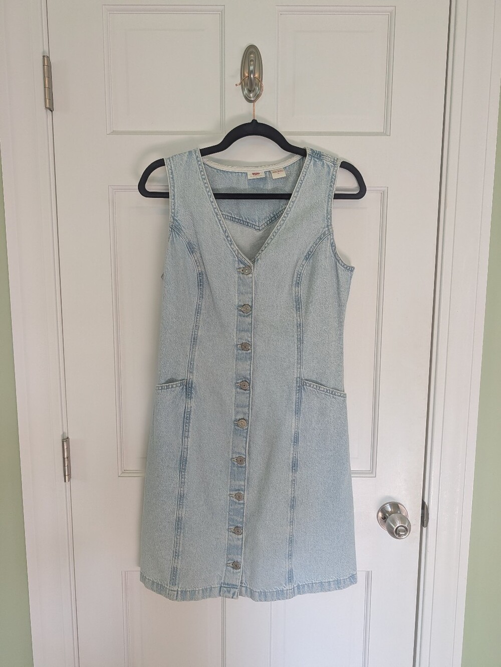 Levi's Vianna Button Front Denim Vest Dress Pockets NWOT Size L